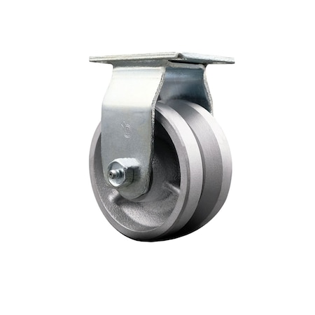 Service Caster 4'' V-Groove Semi Steel Wheel Rigid Caster with Bronze Bearing SCC-20R420-VGBZ